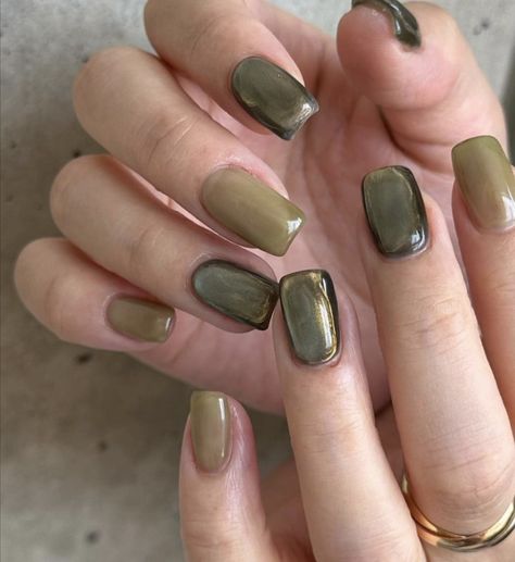 Grey Gel Nails, Dream Nails, Fire Nails, Funky Nails, Chic Nails, Nail Polishes, Green Nails, Swag Nails, Simple Nails