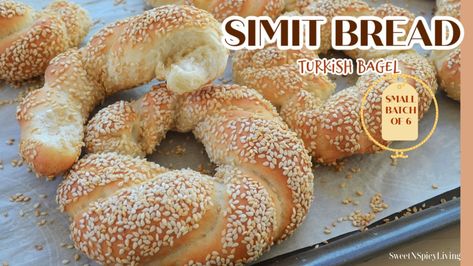 Simit Bread, Turkish Bagel, Proofing Bread, Turkish Bread, Egg Butter, Easy Burgers, Chewy Bread, Bread Ingredients, Toasted Sesame Seeds