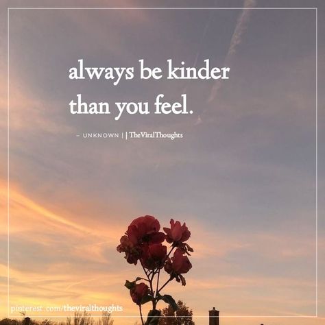 Always be kinder than you feel. #Kindness Always Be Kinder Than You Feel, Kill With Kindness, Kindness Quotes, Positive Words, Be Kind, Life Lessons, Always Be, Life Quotes, How Are You Feeling