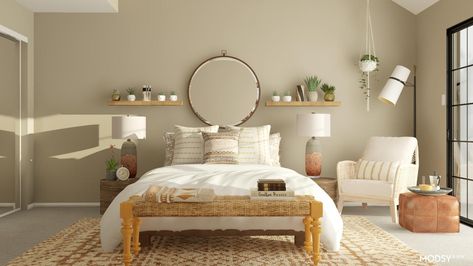 Modern Earth Tones Bedroom | Modern-Style Bedroom Design Ideas Earth Tones Bedroom Decor, Earth Tone Bedroom, Natural Bedroom Decor, Bedroom Inspirations Minimalist, Natural Bedroom, Modern Style Bedroom, Earthy Bedroom, Farm Living, Clean Bedroom