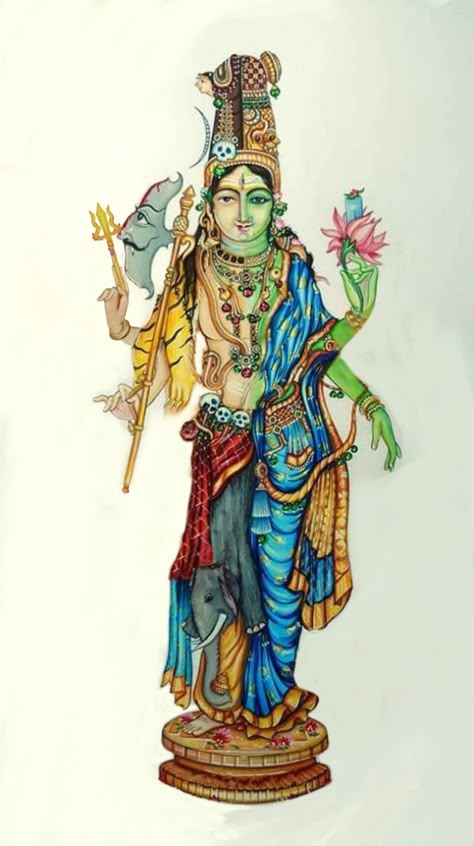 Lord Shiva as ardhnarishwar in creative art painting wallpaper Arthanareeswarar Images, Ardhnarishwar Painting, Adhi Yogi, Siva God, Art Painting Wallpaper, Traditional Art Prints, Indian Traditional Paintings, Shiva Shankar, Saraswati Goddess