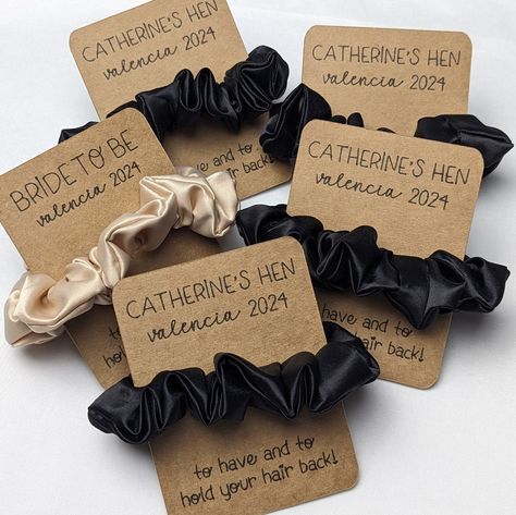 Personalised Hen Party Satin Hair Scrunchies, Hen Party Favours, Bride to Be Hair Accessories, Hen Do Gift, Bachelorette Gift, Hen Keepsake Hen Party Favours, Hen Party Bags, Bachelorette Gift, Hen Night, Presentation Cards, Stag Do, Hens Night, Hen Do, Hair Scrunchies