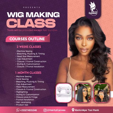 Make Up Class Flyer, Wig Flyer Design, Class Flyer Design, Salon Flyer Design, Hair Room, Beauty Flyer, Beauty Salon Posters, Media Branding Design, Promo Flyer