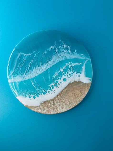 Ocean Coasters, Nc Beaches, Turquoise Resin, Resin Ideas, Resin Coasters, Ocean Theme, Bone Carving, Ocean Wave, Ocean Themes