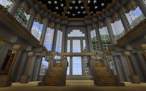 Minecraft Ballroom Castle Interior Design, Minecraft Stairs, Castle Blueprints, Minecraft Floor Designs, Castle Ballroom, Minecraft Library, Medieval Interior, Mansion Minecraft, Interior Design Minecraft