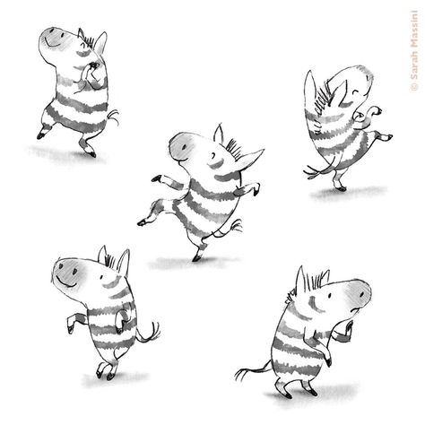 Zebra Illustration, Funny Animal Comics, Dancing Animals, Animal Illustration Art, Animated Animals, Sketch Inspiration, Character Design Animation, Animal Sketches, Zebras