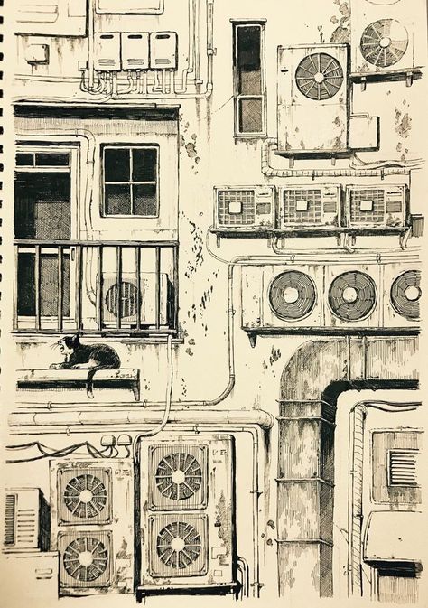 Sketchbook Pages Inspiration, 심플한 그림, Art Buildings, Aesthetic Architecture, Pen Art Drawings, Perspective Art, Arte Cyberpunk, Architecture Drawing Art, White Drawing