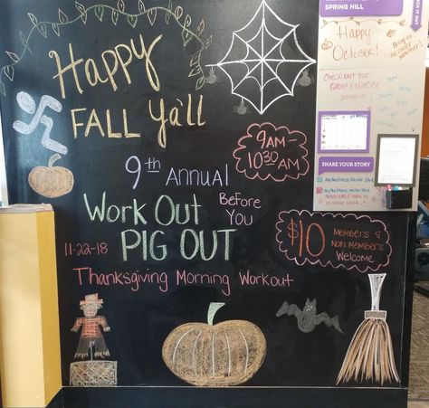 Thanksgiving Fitness, Chalkboard Walls, Fitness Board, Title Boxing, Gym Wall, Anytime Fitness, Chalkboard Wall, Gym Decor, Gym Design