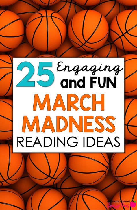 Ready for some March Madness Reading ideas? Get some fun, creative, and engaging ideas to celebrate March Madness in the classroom! These 25 ideas include basketball reading comprehension activities, games, bulletin board, crafts, reading bracket, challenges, and more for kids in 3rd, 4th, 5th, and 6th grade! Perfect for a classroom transformation with a basketball theme, too! 2nd Grade March Activities, Reading Celebration Ideas Classroom, March Madness School Ideas, Literacy Night Sports Theme, 3rd Grade Reading Games, Elementary Reading Bulletin Boards, March Is Reading Month Ideas, March Madness Activities For Kids, March Reading Bulletin Board Ideas