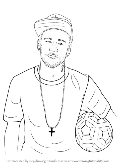 Learn How to Draw Neymar Jr. (Footballers) Step by Step : Drawing Tutorials Draw Neymar Jr, Neymar Jr Drawing, Football Neymar, Soccer Drawing, Football Coloring Pages, Football Drawing, Neymar Jr Wallpapers, Drawing Tutorial Face, Kids Animals