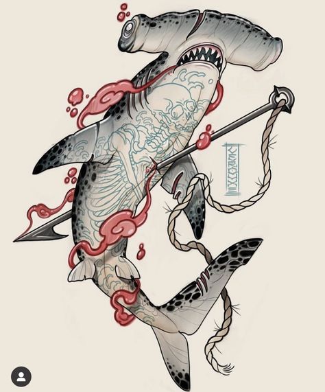 Shark Artwork, Alex Tattoo, Shark Tattoo, Deer Tattoo, Muster Tattoos, Nautical Tattoo, Shark Art, Shark Tattoos, Traditional Japanese Tattoos