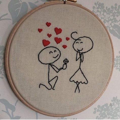 Embroidery Love Couple, Love Embroidery, Valentines Day Embroidery, Valentines Embroidery, Embroidery Designs For Men, Romantic Embroidery, Handkerchief Embroidery, Valentines Embroidery Designs, Valentine Embroidery