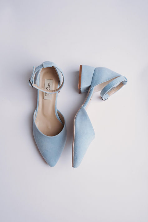 BLUE SUEDE SHOES, BLUE WEDDING SHOES, BLUE LOW HEELS, BABY BLUE SHOES, WEDDING HEELS, BLUE BLOCK HEELS,LIGHT BLUE BRIDAL SHOES, ANKLE STRAP HEELS  As Eleanor Louise, we stand out with our Blue Suede heeled shoes that combine style and comfort. Specifically designed for brides, these shoes are crafted with high-quality materials. • Completing your style and boosting your confidence is the most elegant way! Blue Suede 1.37-inch (3.5 cm) low-heeled shoes offer elegance and chicness with every step. Blue Wedding Heels For Bride, Wedding Heels Blue, Blue Shoes Wedding, Blue Heels Wedding, Wedding Shoes Blue, Baby Blue Shoes, Blue Low Heels, Shoes Wedding Heels, Blue Block Heels