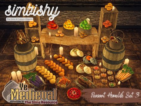 Sims 4 Medieval Kitchen Cc, Ts4 Medieval, Sims Car, Sims 4 Medieval, Medieval Food, Christmas Yule Log, Medieval Peasant, Medieval Recipes, Eaten Alive