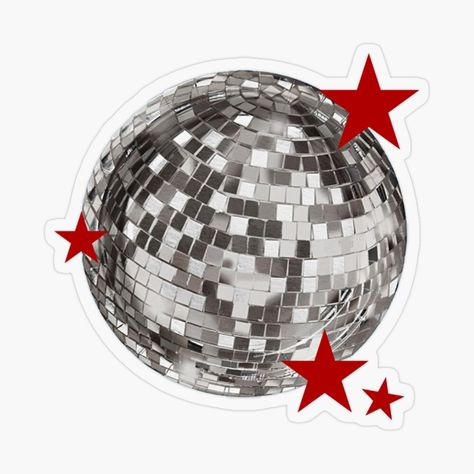 Get my art printed on awesome products. Support me at Redbubble #RBandME: https://www.redbubble.com/i/sticker/Xmas-Disco-Ball-by-mgdlnsapien/155646951.O9UDB?asc=u Disco Ball Sticker, Red Stars, Disco Ball, Stars, For Sale, Red, Silver, Art