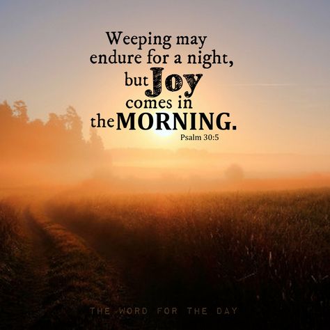 The Word For The Day • “…weeping may endure for a night, but joy comes in... How To Become Confident, Word For The Day, Joy Comes In The Morning, Joy In The Morning, Fervent Prayer, Psalm 30, I Failed, Scripture Pictures, Favorite Bible Verses