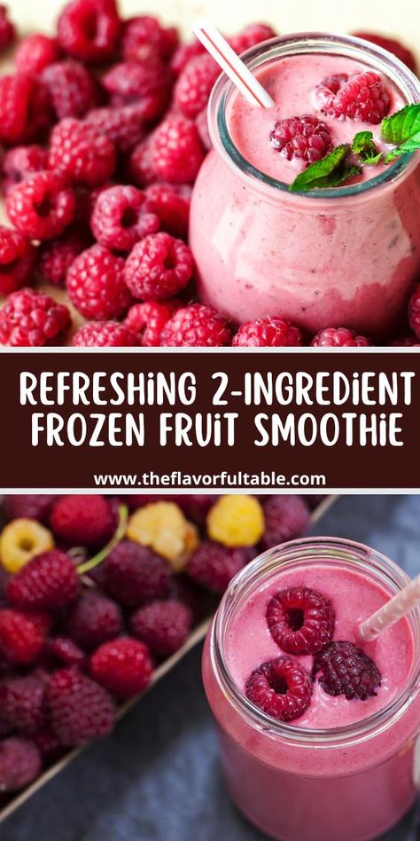 Beat the heat with this easy 2-Ingredient Frozen Fruit Smoothie! Made with luscious frozen fruit and hydrating coconut water, it’s the perfect guilt-free treat. Click to discover how to make it! Fruit Smoothie With Water, Things To Make With Frozen Fruit, How To Make A Smoothie With Frozen Fruit, Smoothies With Frozen Fruit, Orange Banana Smoothie Recipe, Frozen Smoothie Recipes, Frozen Fruit Smoothie Recipes, Frozen Berry Smoothie, Food Preps