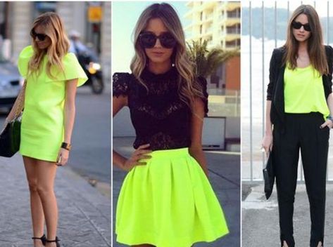 Ejemplos de mezclar el neón con negro. Neon Outfits Party, Bachlorette Outfit, Ropa Color Neon, Neon Party Outfits, Micro Mini Skirts, Outfit Trabajo, Dreamy Outfits, 80s Fashion Party, Neon Skirt