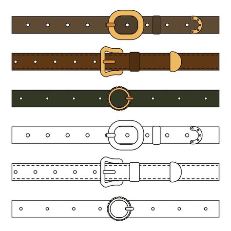 Leather belts cartoon set isolated on wh... | Premium Vector #Freepik #vector #leather-belt #belt #buckle #gold-shape Cute Dog Collars, Flat Sketches, Custom Dog Collars, Framed Embroidery, Framed Cross Stitch, Baby Embroidery, Puppy Collars, Fashion Illustration Sketches, 50 Million