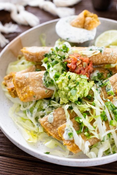 Green Chile Chickpea Taquitos - This Savory Vegan Vegan Chickpea Taquitos, Chickpea Taquitos, Jalapeño Ranch, Vegan Chickpea, Vegan Ranch, Vegan Mexican, Savory Vegan, Vegan Appetizers, Green Chile