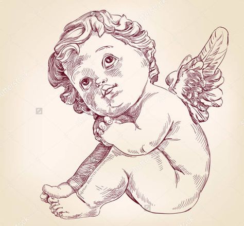 amp-pinterest in action Cherubim Angels Tattoo, Angel Baby Drawing, Cupid Drawing, Toys Drawing, Angel Y Diablo, Baby Angel Tattoo, Cherub Art, Angel Sketch, Angel Wings Drawing