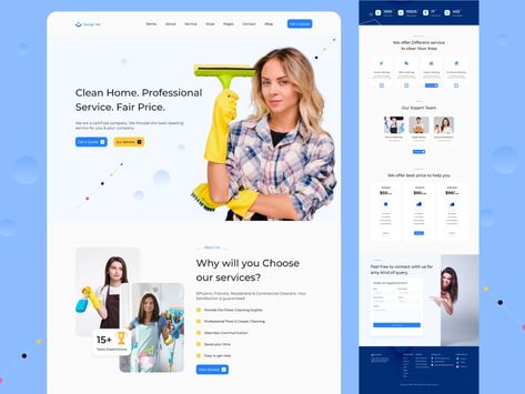 Cleaning Service landing page by Ilias Miah for Climax on Dribbble Clean Website Design Inspiration, Service Landing Page, Clean Websites, Landing Ideas, Ux App Design, Ui Ux App, Business Website Design, Cleaning Motivation, Website Services