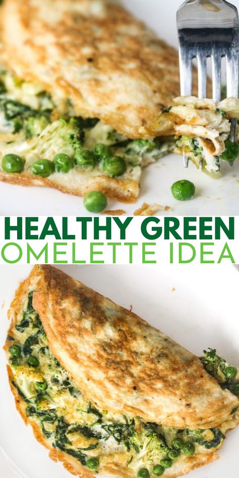 Healthy Green Omelette Idea Green Omelette, Breakfast Ideas Healthy Clean Eating, Omelette Breakfast, Healthy Omelette, Omlet Recipes, Healthy Egg Recipes, Breakfast Omelette, Omelette Recipe, Eating Eggs