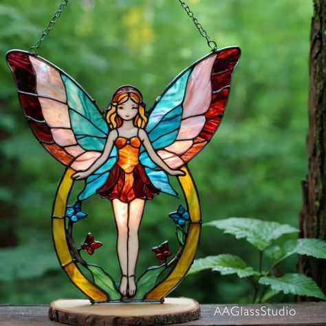 The Forest Fairy 🧚🏻‍♀️🌳 This is AI generation. For your inspiration and good mood 💖. #stainedglassart #stainedglass #stainedglassfairy Stained Glass Fairy, Dragonfly Stained Glass, Stained Glass Angel, Tiffany Stained Glass, Stained Glass Suncatchers, Tiffany Lamps, Forest Fairy, Stained Glass Diy, Mosaic Diy