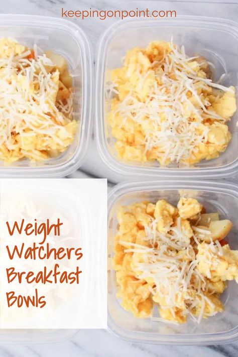 These breakfast bowls are perfect for meal prep! Ww Breakfast Recipes On The Go, Weight Watcher Breakfast Sandwich, Ww Lunch Bowls, Weight Waters Breakfast, Ww Meal Prep Breakfast, Ww Work Lunch Ideas, Weight Watchers Recipes Meal Prep, Ww Zero Point Breakfast Ideas, Ww Food Prep