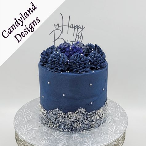 #bluecake Midnight Blue Cake Birthday, Denim And Diamonds Cake Ideas, Blue And Silver Cake Ideas, Denim Cake Ideas, Blue And Silver Cake For Men, Denim Cake, Men Cakes, Diamond Cake, Blue Birthday Cakes