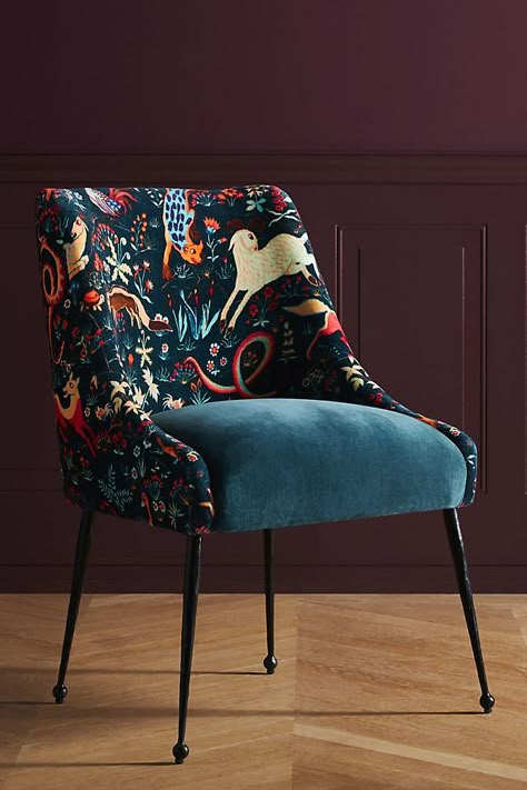 Colorful Accent Chairs, House Of Hackney Wallpaper, Cast Iron Legs, House Of Hackney, Maximalist Interior, Maximalist Design, Interior Textiles, Printed Chair, Art Chair