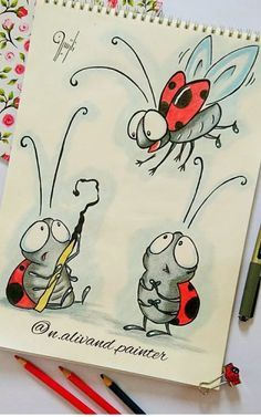 #lifestyle, #productivity, #organization, #goal setting Cute Superhero Drawings, Easy Bug Drawing, Ladybug Doodle, Cartoon Insects, Ladybug Drawing, Cartoon Ladybug, Playful Painting, Cute Ladybug, Ladybug Crafts