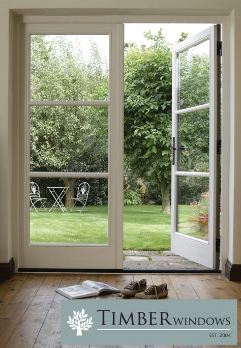 A beautiful example from Timber Windows Bifold French Doors, Aluminium French Doors, French Doors Bedroom, French Doors Exterior, Double French Doors, French Doors Patio, French Windows, Casa Vintage, French Doors Interior