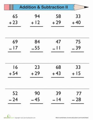 Add And Subtract Worksheet, Double Digit Addition, Worksheets For Class 1, Addition And Subtraction Practice, Math Addition Worksheets, First Grade Math Worksheets, Subtraction Practice, Addition And Subtraction Worksheets, Mathematics Worksheets