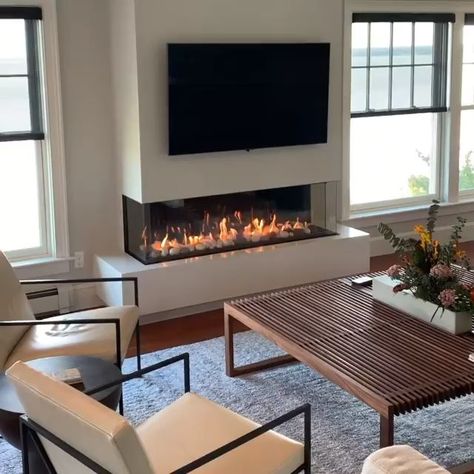 Double sided gas fireplace