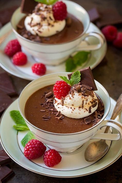 Chocolate Pots de Creme | Cooking Classy Cooking Classy, Chocolate Pots, Dessert Drinks, Food Cakes, Chocolate Coffee, Puddings, Decadent Desserts, Dessert Ideas, Chocolate Desserts