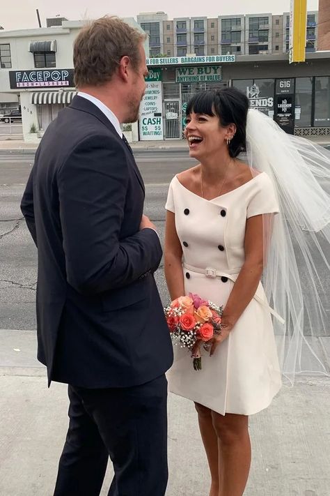 Vintage Dior Dress, David Harbour, Celebrity Bride, Lucky Blue Smith, Iconic Weddings, Celebrity Wedding Dresses, Lily Allen, A Wedding Dress, Vegas Wedding