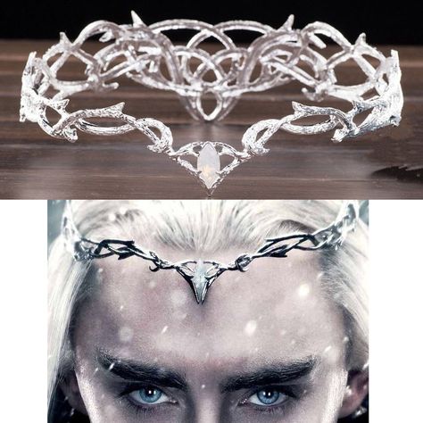 Movie The Hobbit Elven King Thranduil Crown Circlet Elven Elf Wedding Headwear Thranduil Crown, Elf Wedding, Elf Tiara, Elf Crown, King Thranduil, Fantasy Crown, Elf King, Male Crown, Wedding Headwear