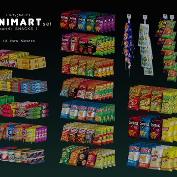 Minimart Set | Part 4: Snacks I (Early Access) | flirtyghoul on Patreon Lotes The Sims 4, Sims Gameplay, Sims 4 Kitchen, Sims 4 Cas Mods, Sims 4 Cc Kids Clothing, Play Sims 4, The Sims 4 Pc, Cc Furniture, Sims 4 Clutter