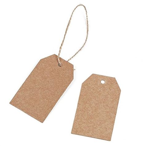 Amazon.com: KINGLAKE 100 Pcs Christmas Gift Tags with String Kraft Paper Vintage Wedding Hang Tags 7x4cm with 100 Feet Natural Jute Twine Kraft Paper Tags, Sweater Bags, Paper Gift Tags, Paper Vintage, Paper Tags, Jute Twine, Brown Kraft, Brown Paper, Natural Jute