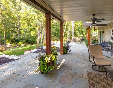 Under Deck Patio Ideas, Under Deck Patio, Deck Patio Ideas, Patio Under Decks, Under Deck, Building A Patio, Deck Steps, Gravel Patio, Sloped Backyard