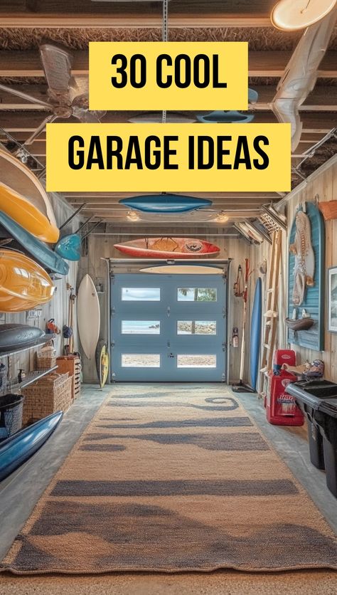 30 Cool Garage Ideas You Need to Try Car Garage Design Interior, Small Garage Organization Ideas, Garage Organization Ideas Storage, Garage Wall Ideas, Car Garage Design, Cool Garage Ideas, Small Garage Organization, Shelf Storage Ideas, Cabinets Paint Colors