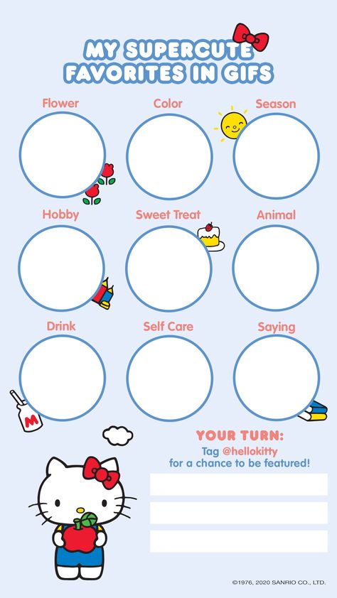 Save, fill out, and share this #HelloKitty template to your stories! Make sure to tag @hellokitty for a chance to be featured. Templates To Fill Out, Fill Out Templates, Cute About Me Template, Templates Instagram Stories, About Me Template, Gifs Instagram, Note Writing Paper, Hello Kitty Crafts, Kitty Drawing