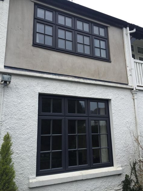 Inspire Windows Anthracite Windows, Rehau Windows, 1930s House Exterior, Grey Windows, Iron Windows, 1930s House, Steel Windows, House Window, Landscape Architecture Design