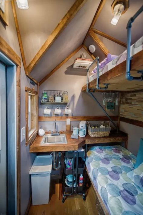 Micro Tiny House Interior, 100 Sq Ft Tiny House, Micro Cabin Interior, Micro House Interior, Micro Bedroom, Micro Cottage, Micro House Plans, Micro Apartments, Primitive Cabin