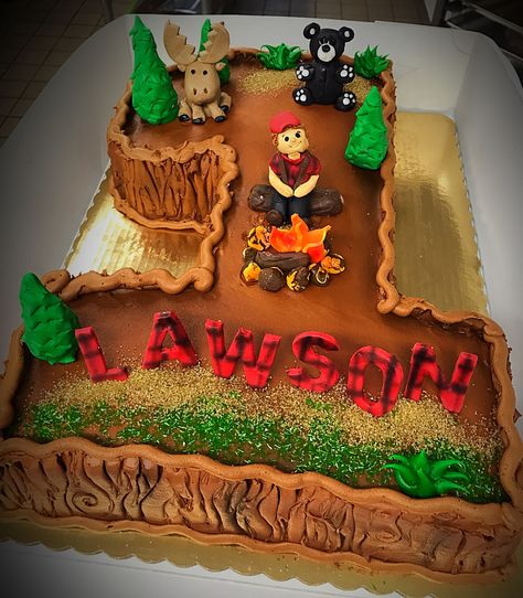 Lumberjack cake Lumberjack Cake, Lumberjack Birthday Party, Lumberjack Birthday, Baby Boy 1st Birthday Party, Wild One Birthday Party, Woodland Birthday, Baby Boy 1st Birthday, Camping Party, Baby Boy Birthday