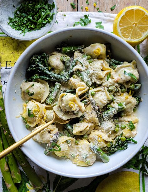 Lemon Cream Pasta with Spring Vegetables | The Lemon Apron Lemon Cream Pasta, Creamy Summer Lemon Pasta, Lemon Pasta With Vegetables, Lemon Creme Sauce Pasta, Lemon Peas Pasta, Lemon Herb Pasta, Spring Pasta Recipes, Prosciutto Pasta, Lemon Pasta Recipes