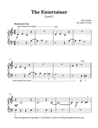 The Entertainer by Scott Joplin: simplified The Entertainer Piano Sheet Music, Easy Piano Songs Sheet Music, Easy Piano Sheet Music Free, Kpop Piano, Piano Songs Sheet Music, Scott Joplin, Free Piano Lessons, Piano Tutorials Songs, Easy Sheet Music