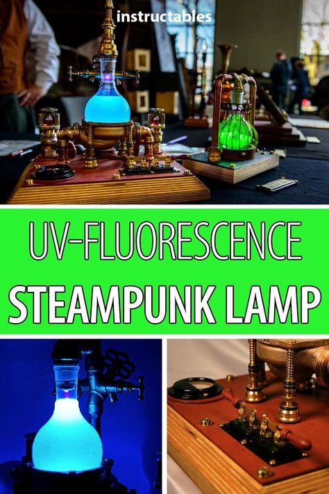 UV-Fluorescence Steampunk Lamp #lighting #LED #decor #madscientist #laboratory Steampunk Rooms, Steampunk Diy Crafts, Steampunk Mixed Media Art, Mad Scientist Lab, Light Walls, Robot Lamp, Steampunk Furniture, Steampunk Gadgets, Steampunk Mixed Media