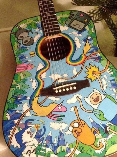 quiero una asi Billy Joe Armstrong, Adveture Time, Cartoon Fanart, Adventure Time Cartoon, Guitar Obsession, Finn The Human, Cool Electric Guitars, Jake The Dogs, What Time Is